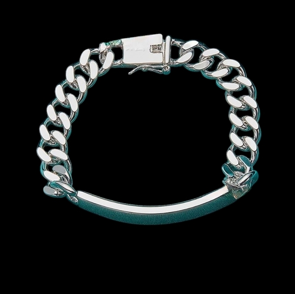 NEW 925 Silver plated Bracelet Curved Column Chain - Picture 6 of 6